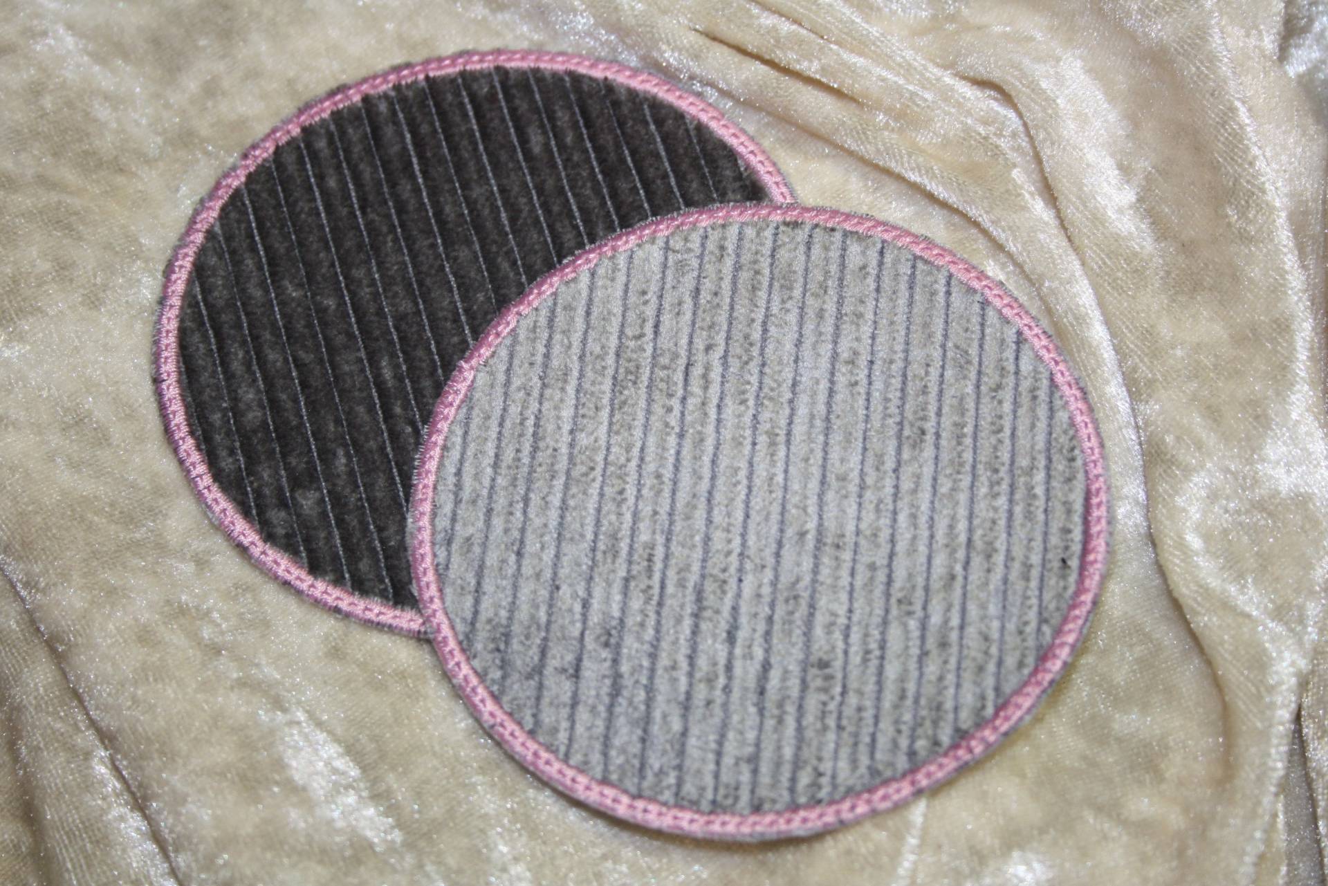 Bügelflicken Patch Aufnäher Für Hosen Reparaturset Kinderhosen Set 2 Stück -Oval + Rund Breitcord Silbergrau Feincord D-Blau von TantePe