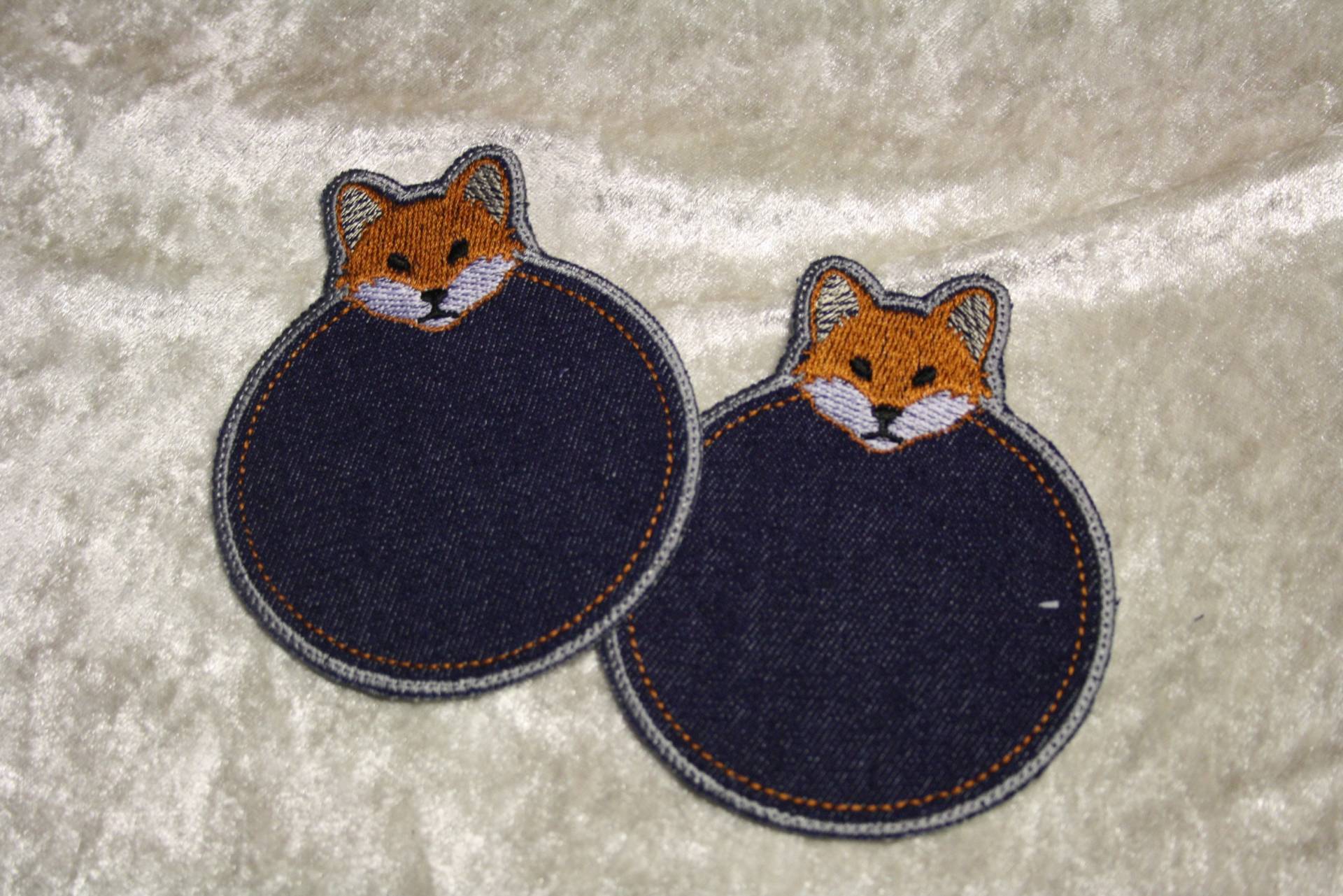 Bügelflicken Patch Aufnäher Für Hosen Reparaturset Kinderhosen Set 2 Stück Rund Mit Fuchskopf -Verschiedene Farben von TantePe