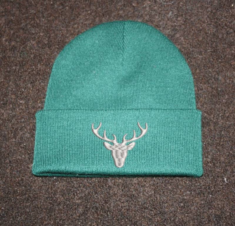 Strickmütze Jäger Grün Oder Orange Doppellagig Beanie Stickerei Hirsch von TantePe