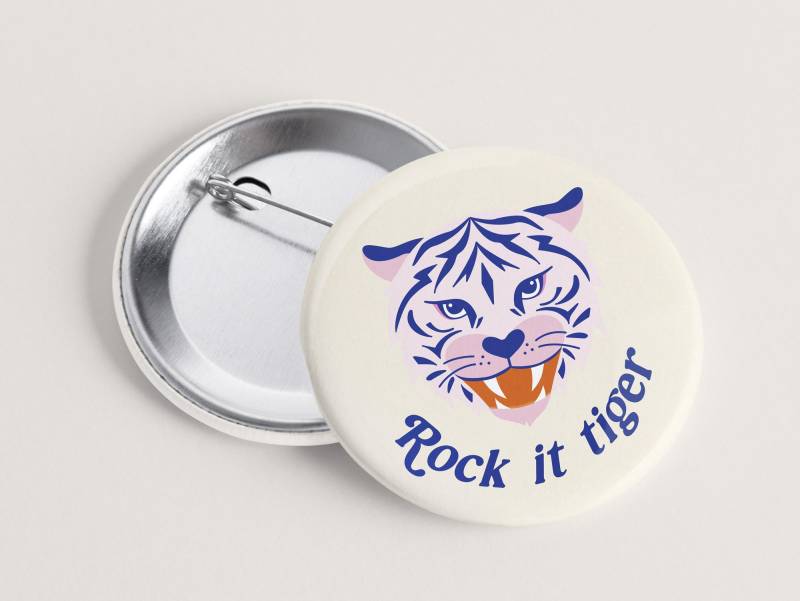 Button Rock It Tiger - Motivations Anstecker Pin Mittigermotiv von TanteTia