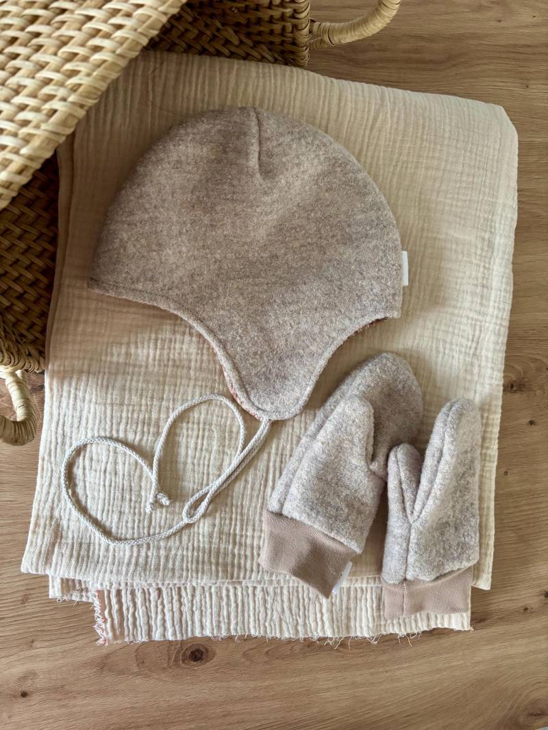 Winterset Wollwalk Mütze Handschuhe Fäustlinge Wolle Damen Kinder Jungen Mädchen von TanteTildaDE