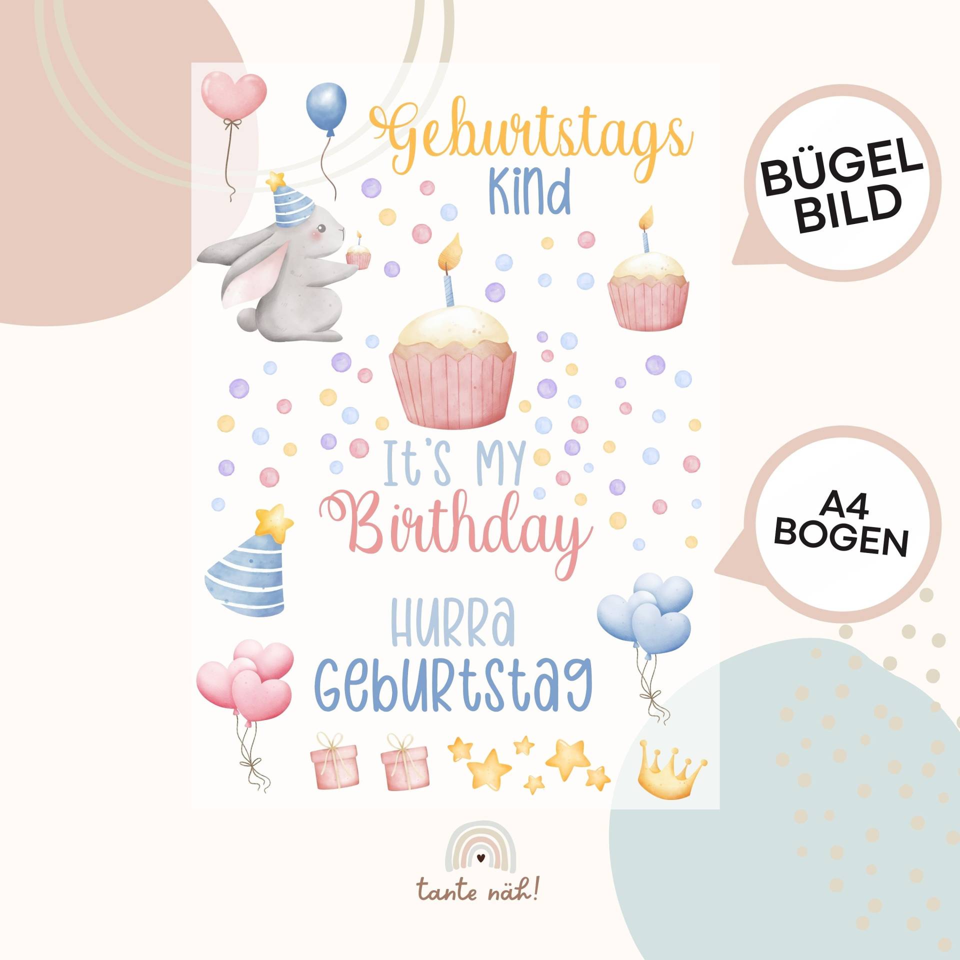 Bügelbild Geburtstag | Birthday Kuchen Muffin Ballon Konfetti Party Zum Aufbügeln Bügelbild Geburtstag | Birthday Kuchen Muffin Ballon Konfetti Party Zum Aufbügeln von Tantenaeh