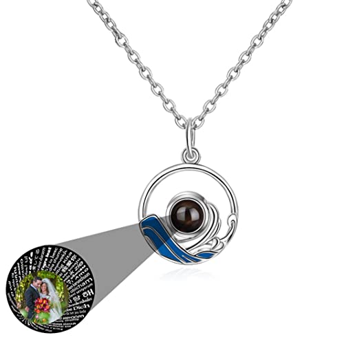 TantricBliss Personalisierte Kette mit Bild im Stein Projektion, Kette mit Foto und Vielfältiges Projektion Anhänger im Stein als Geschenk für Freundin & Frauen zum Geburtstag Jubiläum Muttertag von TantricBliss