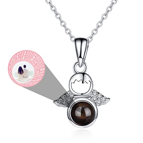 TantricBliss Personalisierte Projektion Kette mit Foto für Frauen - Benutzerdefinierte Foto Liebe Herz Projektion Anhänger Schmuck Memorial Geschenke für Frau Freundin Mutter Tochter von TantricBliss