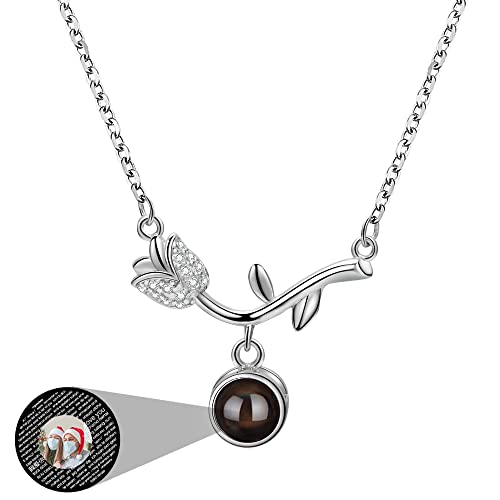 TantricBliss Personalisierte Projektion Kette mit Foto für Frauen - Benutzerdefinierte Foto Liebe Herz Projektion Anhänger Schmuck Memorial Geschenke für Frau Freundin Mutter Tochter von TantricBliss