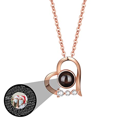 TantricBliss Personalisierte Projektion Kette mit Foto für Frauen - Benutzerdefinierte Foto Liebe Herz Projektion Anhänger Schmuck Memorial Geschenke für Frau Freundin Mutter Tochter von TantricBliss