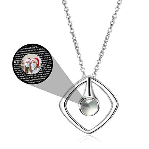 TantricBliss Personalisierte Projektion Kette mit Foto für Frauen - Benutzerdefinierte Foto Liebe Herz Projektion Anhänger Schmuck Memorial Geschenke für Frau Freundin Mutter Tochter von TantricBliss