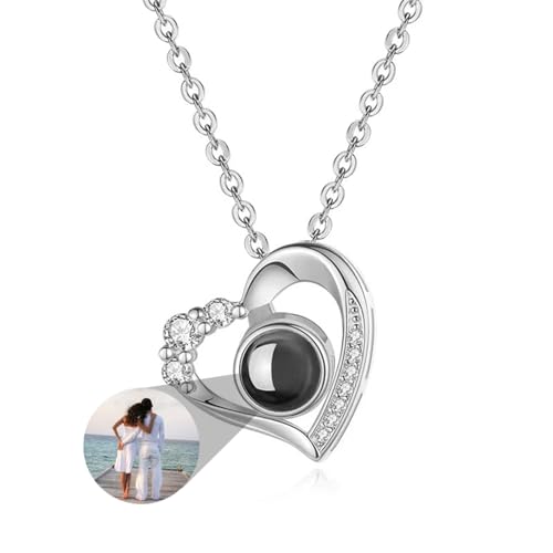 TantricBliss Personalisierte Projektion Kette mit Foto für Frauen - Benutzerdefinierte Foto Liebe Herz Projektion Anhänger Schmuck Memorial Geschenke für Frau Freundin Mutter Tochter von TantricBliss