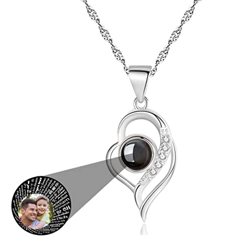 TantricBliss Personalisierte Projektion Kette mit Foto für Frauen - Benutzerdefinierte Foto Liebe Herz Projektion Anhänger Schmuck Memorial Geschenke für Frau Freundin Mutter Tochter von TantricBliss