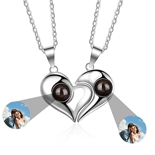 TantricBliss Personalisierte Projektion Kette mit Foto für Frauen - Benutzerdefinierte Foto Liebe Herz Projektion Anhänger Schmuck Memorial Geschenke für Frau Freundin Mutter Tochter von TantricBliss