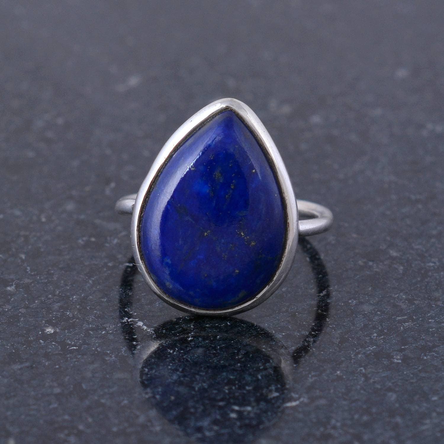 925 Sterling Silber Ring-Lapis Luzali Stein Ring-Handgemachter Ring-Statement Ring-Geschenk Für Mann Und Frau-Cocktail Ring von Tanusilvershop