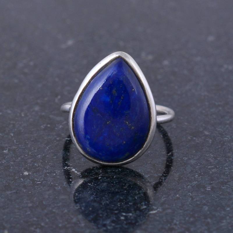 925 Sterling Silber Ring-Lapis Luzali Stein Ring-Handgemachter Ring-Statement Ring-Geschenk Für Mann Und Frau-Cocktail Ring von Tanusilvershop