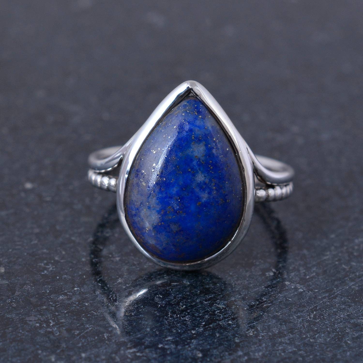 Birnenform Ring-925 Sterling Silber Ring-Lapis Luzali Stein Ring-Handgemachter Ring-Statement Ring-Geschenk Für Mann Und Frau-Cocktail Ring von Tanusilvershop