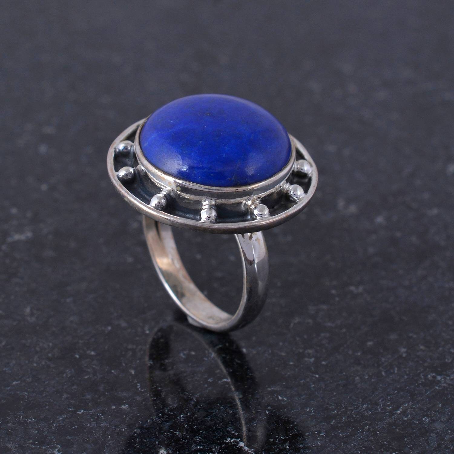 Echter Lapis Lazuli Ring, Sterling Silber Geburtstagsgeschenk von Tanusilvershop