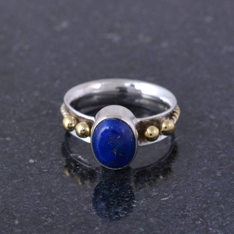 Handgemachter 925K Sterling Silber Mit Lapis Lazuli Frauen Ring-Natürlicher Stein Ring-Geschenk Für Frauen-Tss0020-Silberring von Tanusilvershop