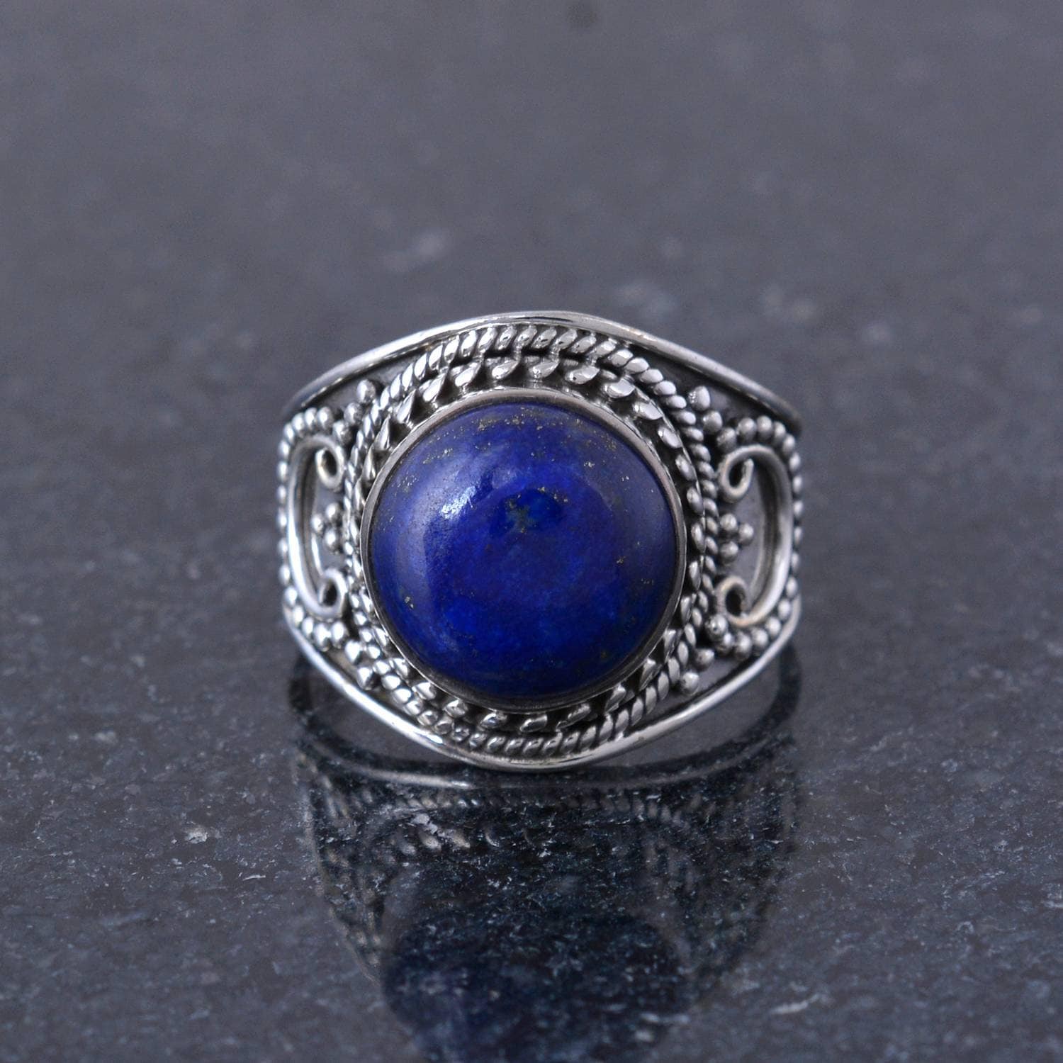 Lapis Edelstein Ring-Silber Ring-925 Ring-Sterling Silber Ring-Geschenk Ring-Natürliche Stein Ring von Tanusilvershop