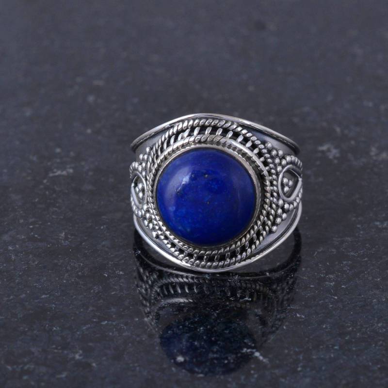 Lapis Lazuli Ring 925K Silber Geschenk Für Frauen-Runde Oval Und Birnenförmige Ring-Silberring Ring-Handgemachte von Tanusilvershop