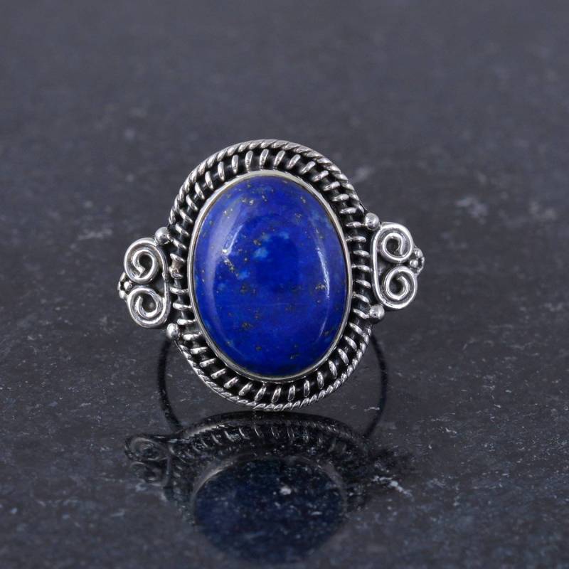 Natürliche Lapis Lazuli Ring-Handmade Silber Ring-925 Sterling Ring-Geschenk Für Sie-Stier Birthstone-Designer Oval Ring-Versprechen Ring von Tanusilvershop