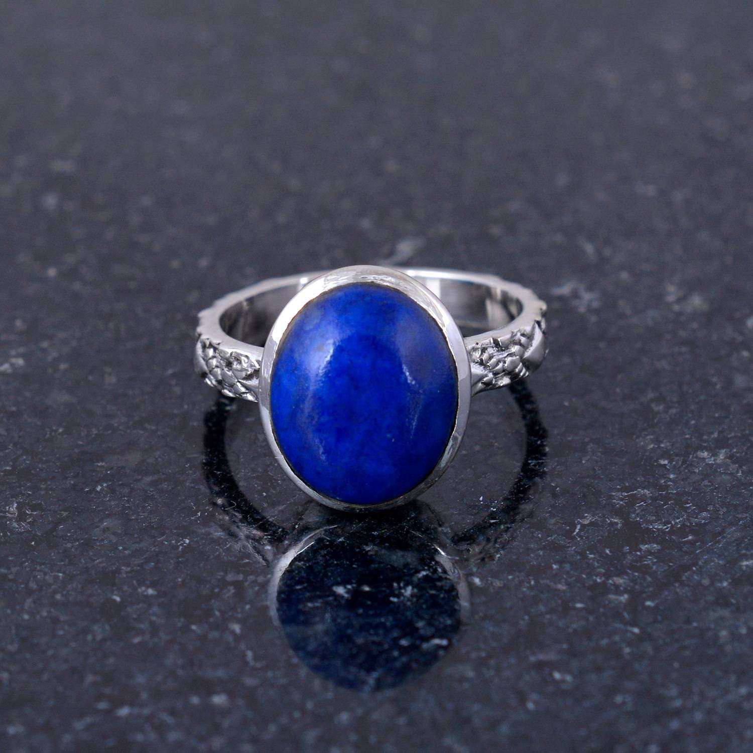 Traditioneller Silber Ring-Lapis Lazuli Edelstein Ring-Edelstein Ring-Handgemachter Ring-Sammlung Von Schmuck-Tss0003 von Tanusilvershop