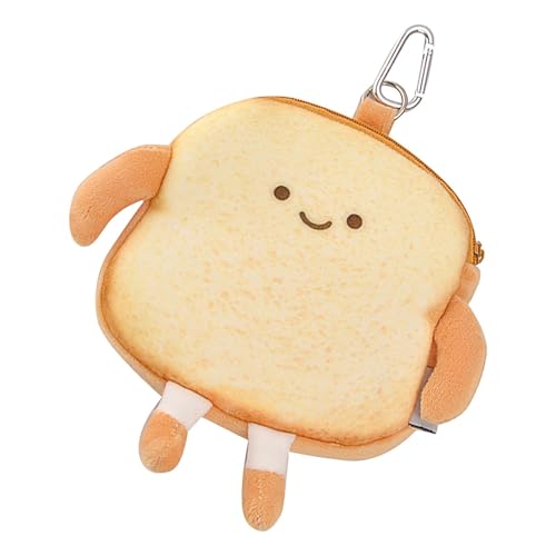 Brot-Münzbeutel, Plüsch-Geldbörse - Toast Reißverschluss-Wechseltasche,Taschenanhänger, kleine Münztasche, Plüsch-Geldbörse für Kreditkartenschlüssel, Headset, Lippenstift von Tanxemery