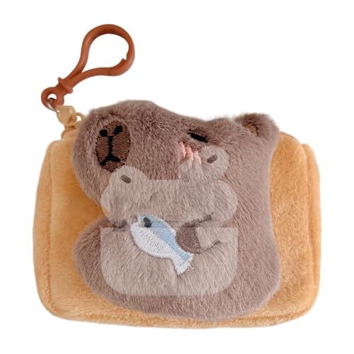 Capybara-Plüsch-Geldbörse, Capybara-Geldbörse - Stilvolle kleine Münztasche mit niedlichem Tiermotiv,Stilvolle kleine Tier-Münztasche, Capybara-Plüsch-Freizeittasche, Handtasche-Münztasche, Schlüssela von Tanxemery