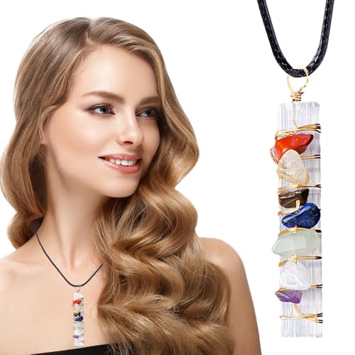 Stein Anhänger - Bunte Schmuckanhänger | drahtumwickelte Halskette mit natürlichen Edelsteinen handgemachtes Modeaccessoire für Männer für Yoga täglichen Gebrauch und formelle von Tanxier