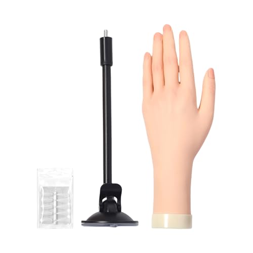 Übungshand Für Acrylnägel, Maniküre Trainingshand, Biegsames Realistisches Silikon Fingermannequin Mit Gelekleber Saugnapf Für Teenager Mädchen Anfänger Acryl Auftrag Und Vorbereitung Auf von Tanxier