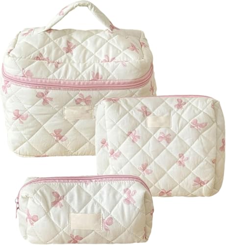 Blumen Kulturtasche Damen Kleine Kosmetiktasche Kulturbeutel Portable Make Up Tasche Stoff Schminktasche Organizer mit Reißverschluss Waschtasche für Kinder Damen (3pcs) von TanyoKing