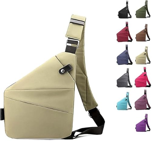 TanyoKing Gipfelfreund Anti Diebstahl Tasche, Diebstahlsichere Umhängetasche, Wasserresistent Sling Bag, Anti-Diebstahl Sling Bag, Wasserresistent, Anti Diebstahl Tasche Damen (F, Linke Schulter) von TanyoKing