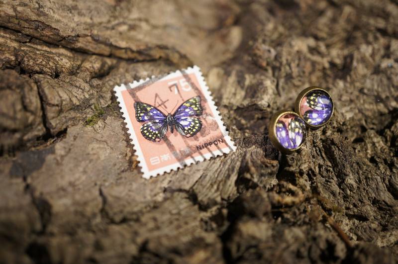 Upcycling - Ohrstecker Schmetterling Upcycling - Ohrstecker Schmetterling von TanzaufRuinen