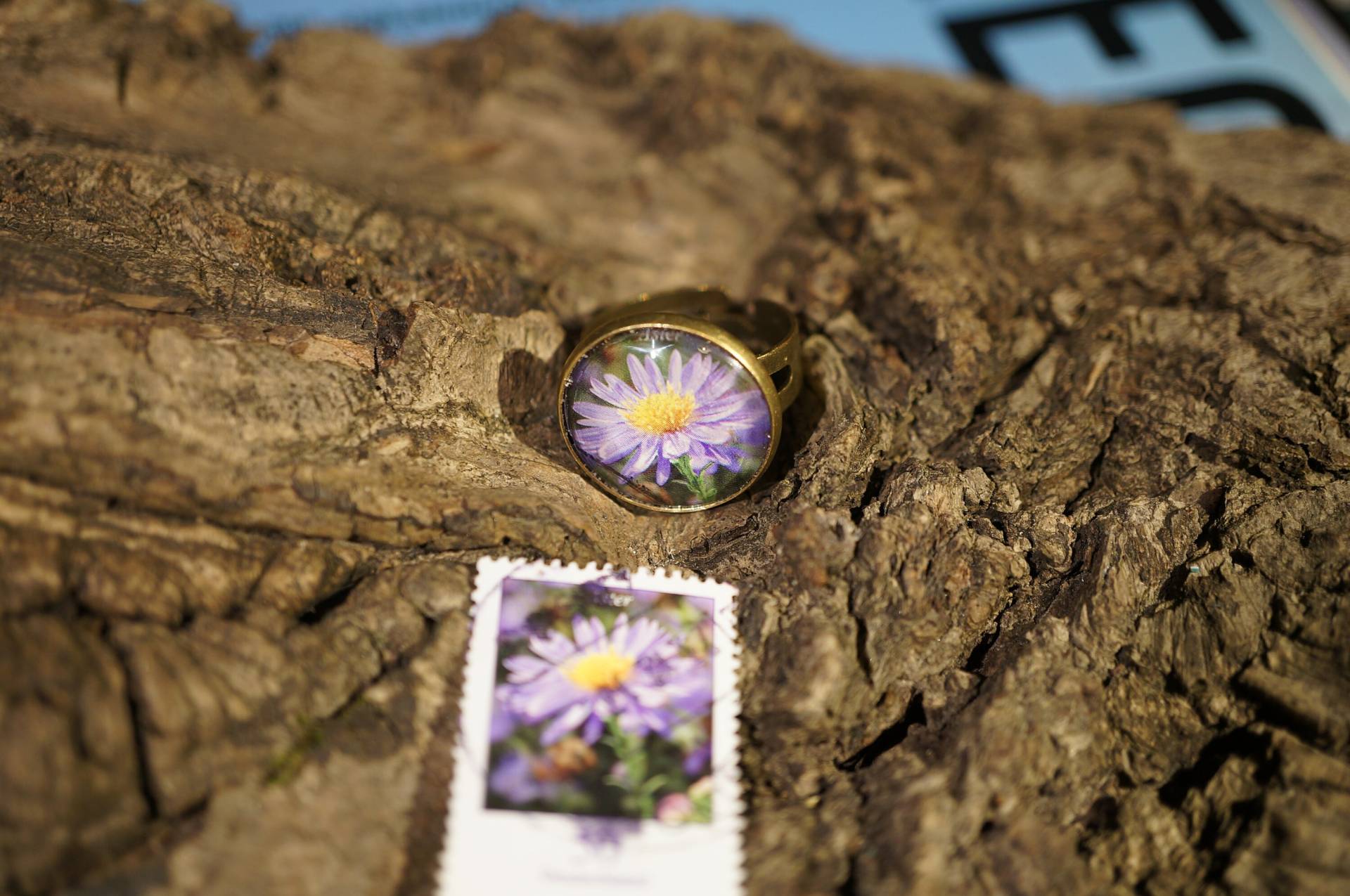 Upcycling - Ring Aus Briefmarke "Aster" Upcycling - Ring Aus Briefmarke "Aster" von TanzaufRuinen