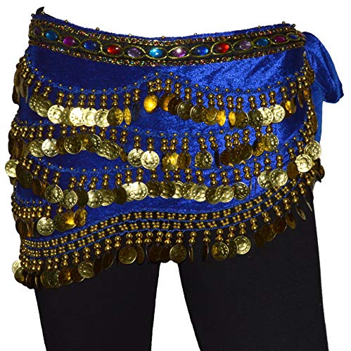 Tanzbekleidung & Accessories Bauchtanz Münzgürtel Samt Hüfttuch Belly Dance Bauchtanzgürtel Karneval Münzen (Blau) von Tanzbekleidung & Accessories