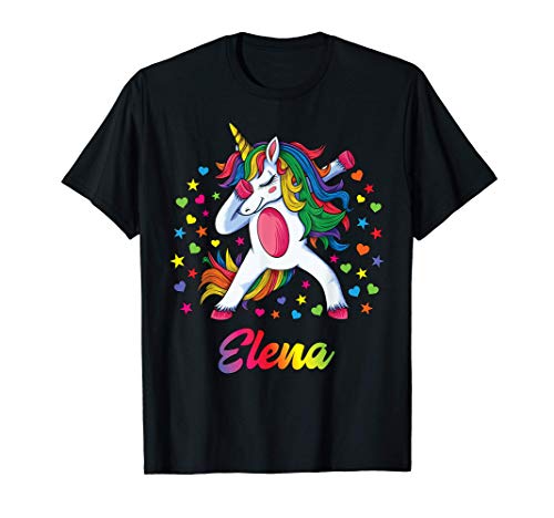 Elena Personalisierter Name Einhorn Mädchen Geschenk T-Shirt von Tanzen Einhorn Geburtstagsgeschenke Für Mädchen