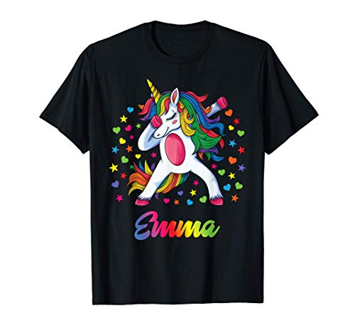 Emma Personalisierter Name Einhorn Mädchen Geschenk T-Shirt von Tanzen Einhorn Geburtstagsgeschenke Für Mädchen