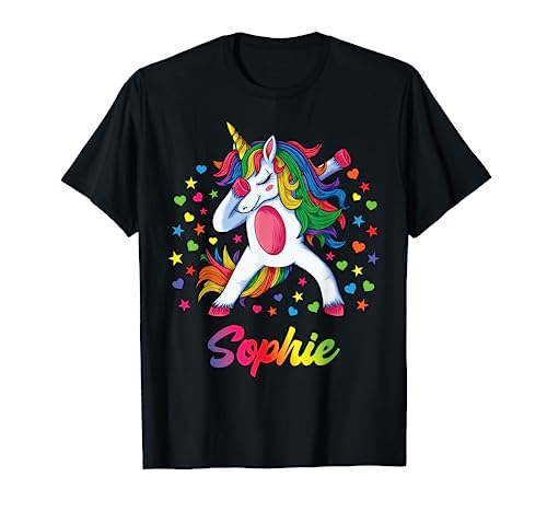 Sophie Personalisierter Name Einhorn Mädchen Geschenk T-Shirt von Tanzen Einhorn Geburtstagsgeschenke Für Mädchen