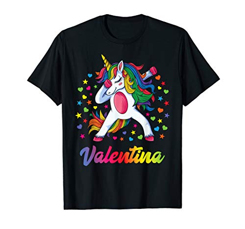 Valentina Personalisierter Einhorn Mädchen Party Geschenk T-Shirt von Tanzen Einhorn Geburtstagsgeschenke Für Mädchen