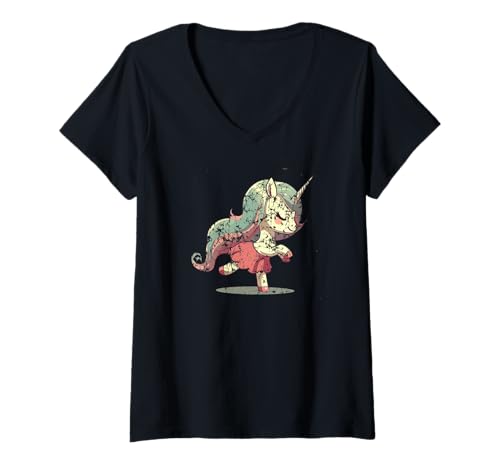 Damen Einhorntänzer T-Shirt mit V-Ausschnitt Damen Einhorntänzer T-Shirt mit V-Ausschnitt von Tanzklasse Beauty Grunge