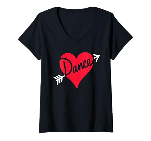 Damen Dance is My Valentine Herz Pfeil Tänzerin Valentinstag T-Shirt mit V-Ausschnitt Damen Dance is My Valentine Herz Pfeil Tänzerin Valentinstag T-Shirt mit V-Ausschnitt von Tanzliebe Herzpfeil Dance Is My Valentine