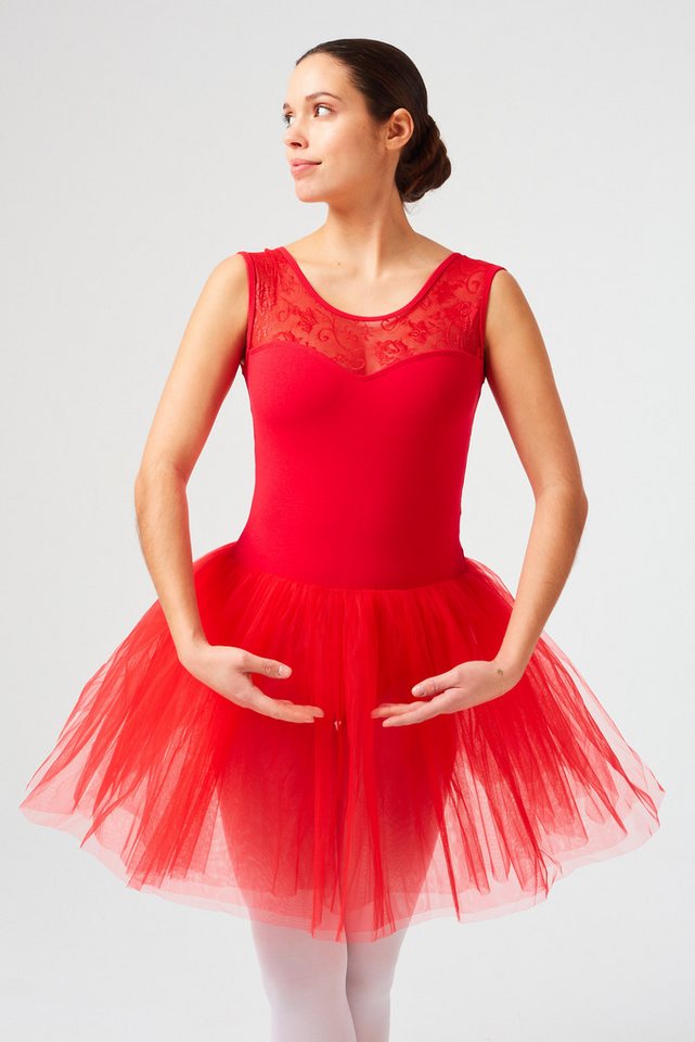 tanzmuster Tüllkleid Ballett Tutu Lottie mit Spitzeneinsatz Ballettkleid aus weicher Baumwolle mit langem Tüllrock, für Damen von tanzmuster