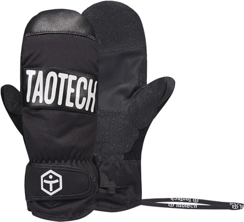 TaoTech New Basic Handschuhe Fäustlinge Snowboarden Handgelenkschutz Herren Damen Skihandschuhe mit Protektor Wasserdicht 5-Finger Innen PU PVC Logo M Schwarz von TaoTech