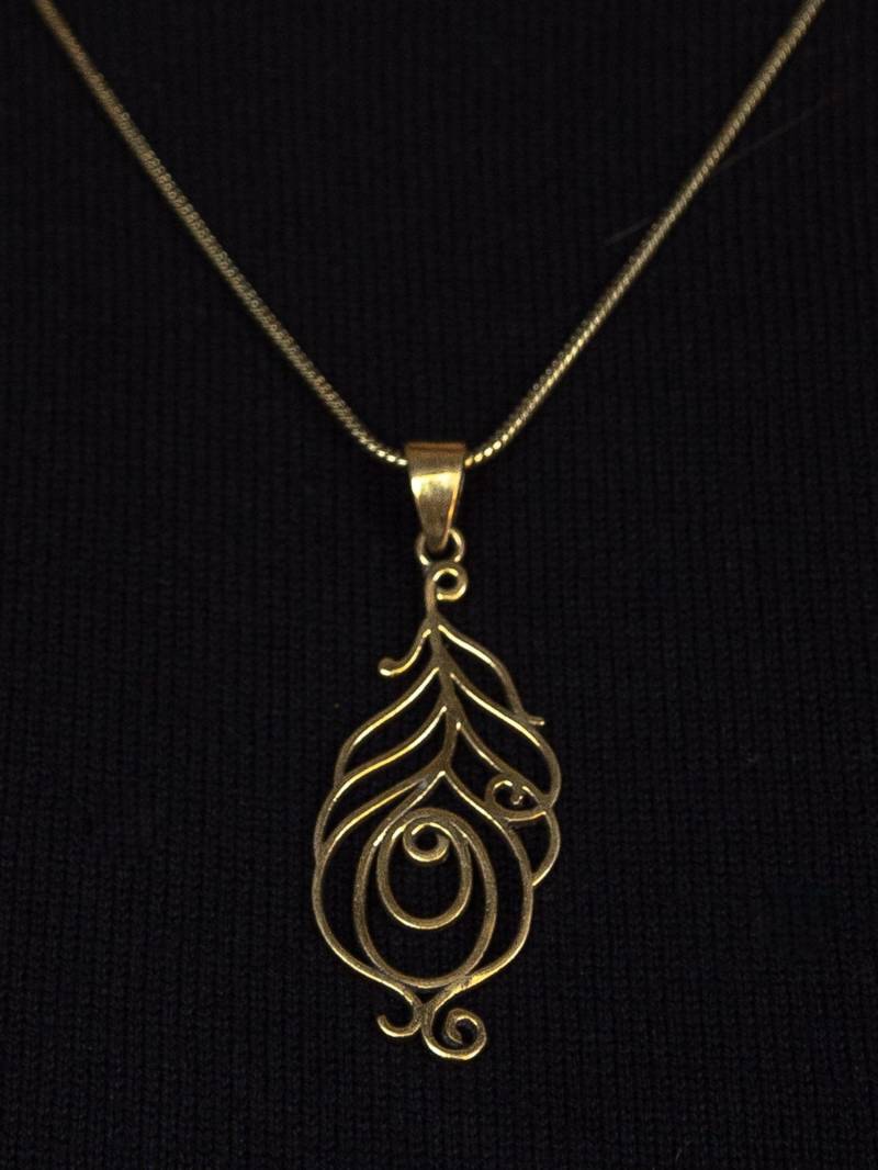 Messing Halskette. Kettenanhänger. Boho Kette. Schmuck. Feder Aus Messing von TaobaImpuls