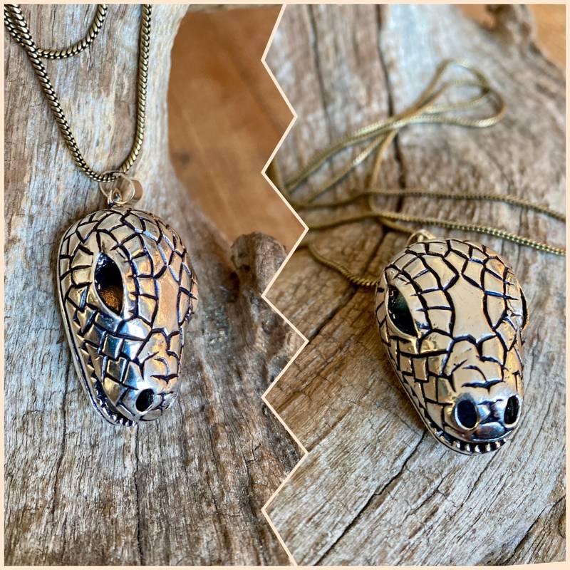Schlangen Anhänger # Mystik Und Symbolik Schlangenkopf/Drachenkopf Messingschmuck Statement Kette von TaobaImpuls