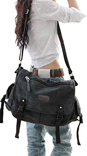 Taoqiao [Aktualisiert] Vintage Canvas Messenger Bag Große Buch Laptop Umhängetasche Frauen Männer Neu von Taoqiao