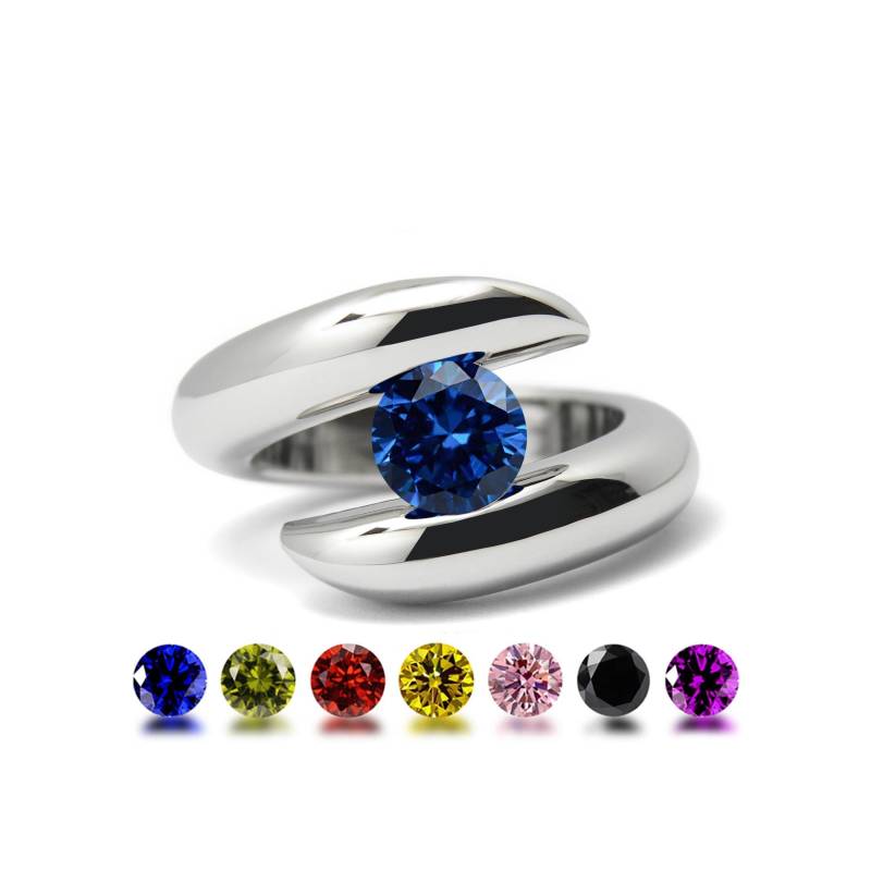 Ondebypass Ring Mit Spanngefasstem Farbedelstein in Edelstahl Von Taormina Jewelry Ondebypass Ring Mit Spanngefasstem Farbedelstein in Edelstahl Von Taormina Jewelry von TaorminaJewelry