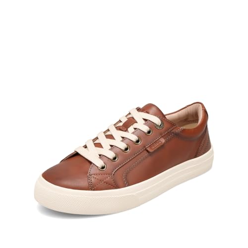Taos Plim Soul Lux Damen-Sneaker – weiches Premium-Leder, Schnür-Sneaker mit ganztägigem Gehkomfort und Unterstützung, Cognac, 37 EU von Taos
