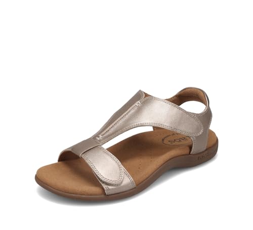 Taos The Show Premium Leather Women's Sandal - Experience Everyday Style, Comfort, Arch Support, Cooling Gel Padding and an Adjustable Fit for Exceptional Walking Comfort, Champagner, 39 EU von Taos