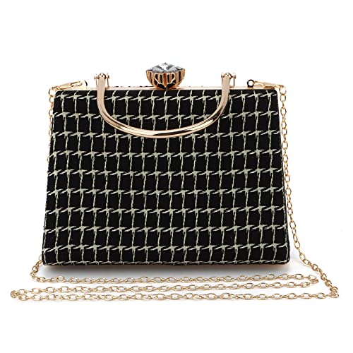 Taoyoule Damen Handtasche mit Griff oben Abendtasche mit Clutch Umhängetasche mit Kette für Partys Umhängetasche mit Schultergurt für Braut, Schwarz , Einheitsgröße von Taoyoule