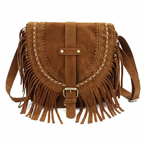 Taoyoule Frosted Quaste Tasche Damen Retro Satteltasche Mode Crossbody Umhängetasche Damen Hobo Satchel Messenger Handtaschen von Taoyoule