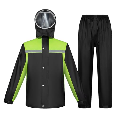 Taoyoule Wasserdichte Regenjacke und -hose für Herren Regenanzug-Set Angelbekleidung Regenmäntel mit Kapuze Regenkleidung Arbeitskleidung von Taoyoule