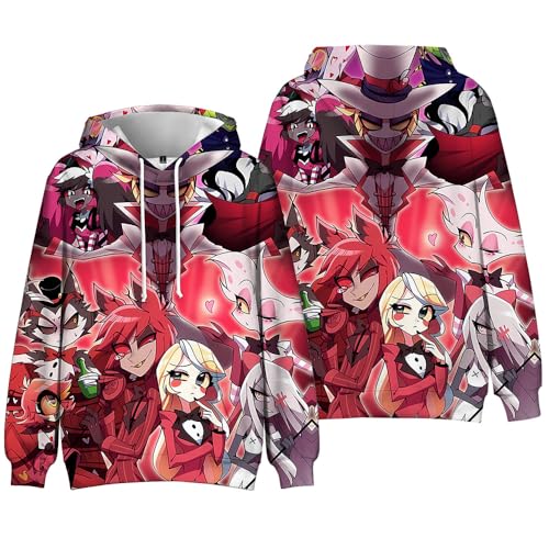 Hazbin Hotel Hoodie Kinder Anime Kapuzenpullover Alastor Charlie Morningstar 3D Druck Pullover Mädchen Jungen Cartoon Sweatshirt von Taoyuany